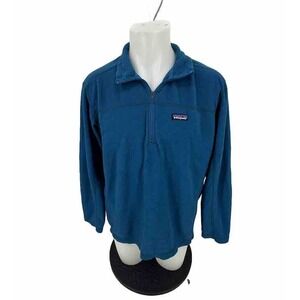 Patagonia Large Men Quarter Zip Fleece Pullover Sweater Blue Outdoor 21-5